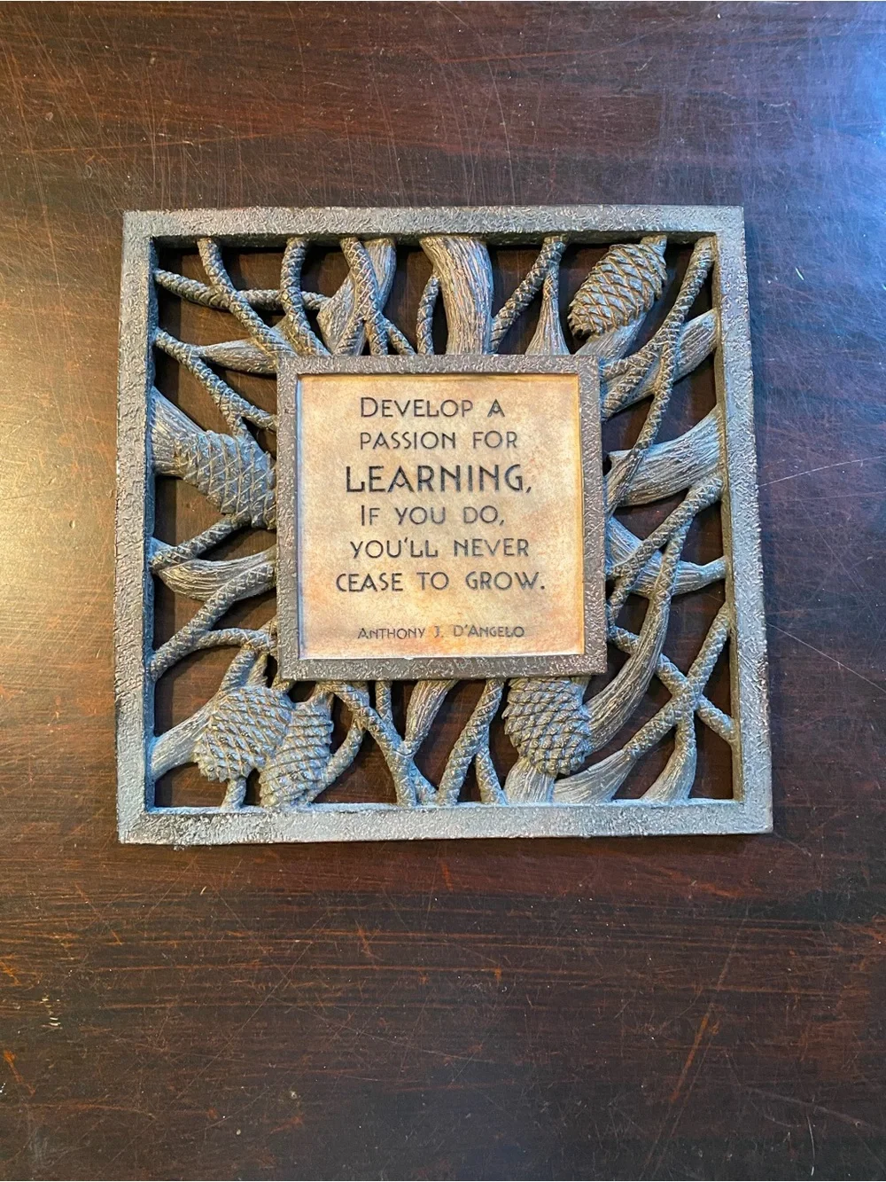 Inspirational Wall Plaque in Brown - Motivational Learning Quote